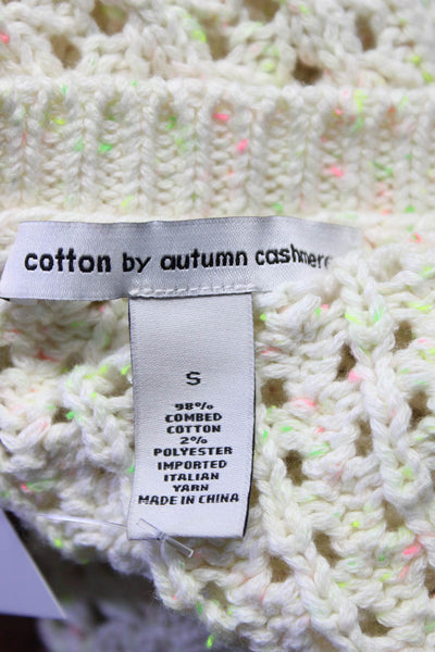 Cotton By Autumn Cashmere Womens Open Knit Speckled Top White Size Small