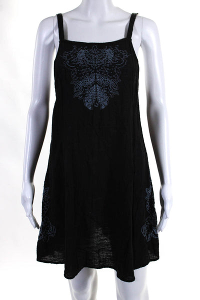 Intimately Free People Womens Square Neck Embroidered Mini Dress Black Size XS