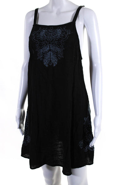 Intimately Free People Womens Square Neck Embroidered Mini Dress Black Size XS