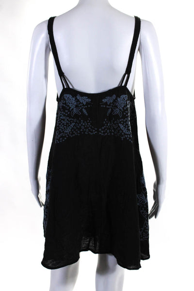 Intimately Free People Womens Square Neck Embroidered Mini Dress Black Size XS