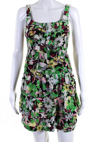 Moulinette Soeurs Anthropologie Womens Scoop Neck Tiered Floral Dress Multi 0P