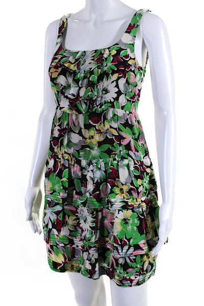 Moulinette Soeurs Anthropologie Womens Scoop Neck Tiered Floral Dress Multi 0P