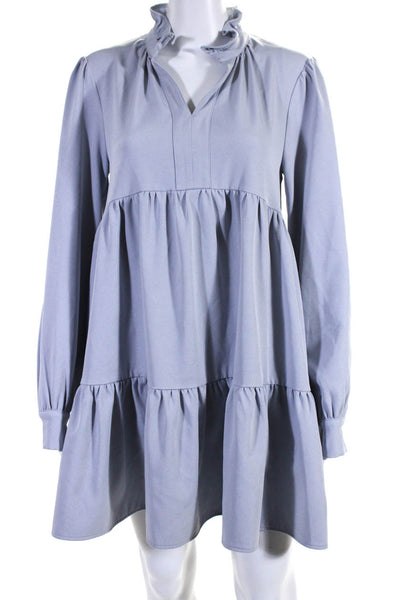 En Saison Womens Long Sleeve Frill Collar Babydoll Dress Light Blue Size XS