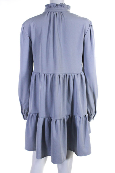 En Saison Womens Long Sleeve Frill Collar Babydoll Dress Light Blue Size XS