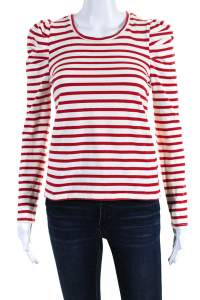 Rebecca Minkoff Womens Long Sleeve Stripe Top Tee Shirt Red White Size XS