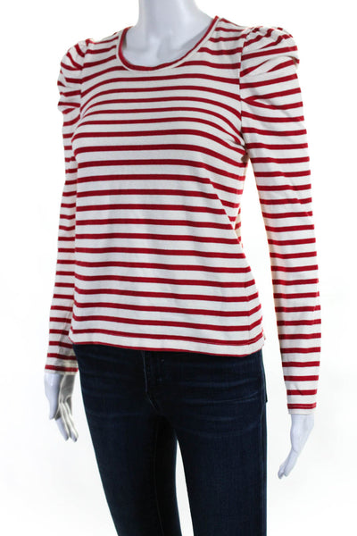 Rebecca Minkoff Womens Long Sleeve Stripe Top Tee Shirt Red White Size XS