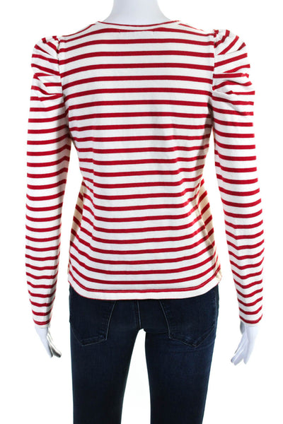 Rebecca Minkoff Womens Long Sleeve Stripe Top Tee Shirt Red White Size XS