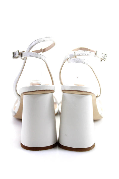 Sam Edelman Womens Kia Cylindrical Heel Ankle Strap Sandals White Leather Size 8