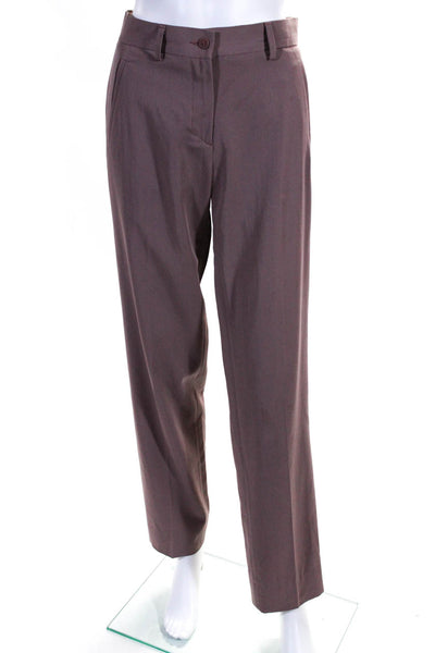 Bottega Veneta Womens Mauve Wool High Rise Pleated Straight Dress Pants Size 40