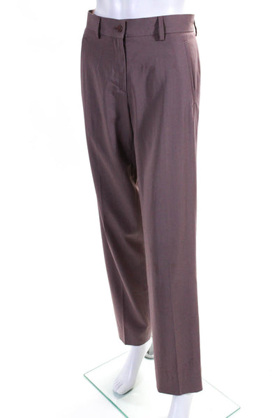 Bottega Veneta Womens Mauve Wool High Rise Pleated Straight Dress Pants Size 40