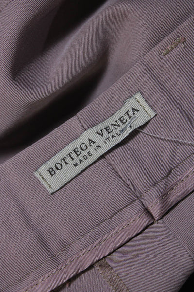 Bottega Veneta Womens Mauve Wool High Rise Pleated Straight Dress Pants Size 40