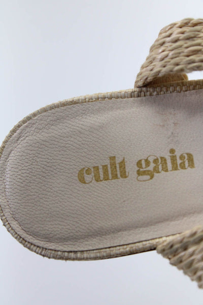 Cult Gaia Womens Woven Strappy Open Toe Lace Up Sandals Beige Size 38 8