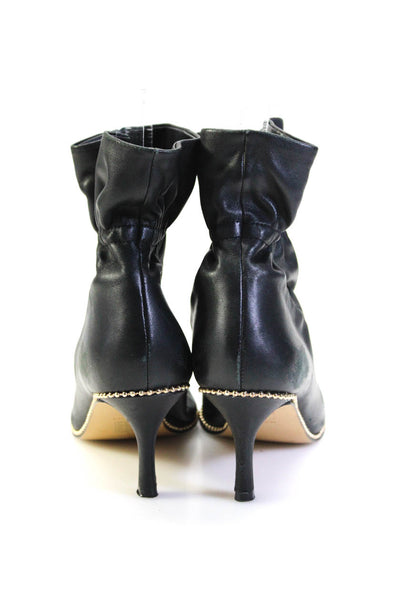 Coach Womens Stiletto Pointed Toe Drawstring Booties Black Leather Size 9