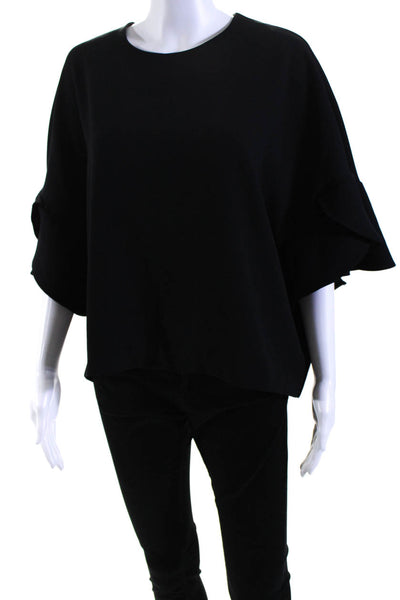 IRO Womens Solid Black Crew Neck Short Sleeve Blouse Top Size 34