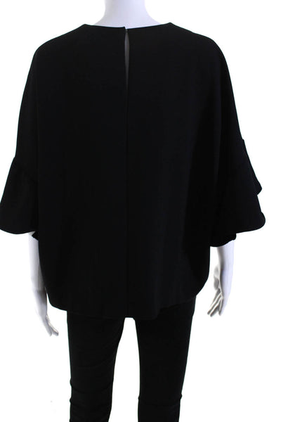 IRO Womens Solid Black Crew Neck Short Sleeve Blouse Top Size 34