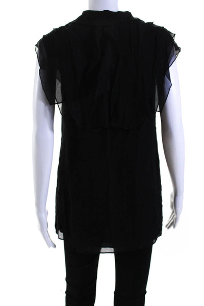 3.1 Phillip Lim Women's Collared Ruffle Sleeveless Tunic Blouse Black Size 2