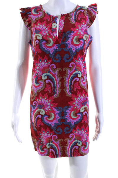 Tibi Women's V-Neck Ruffle Sleeveless Cutout A-Line Mini Floral Dress Size 2