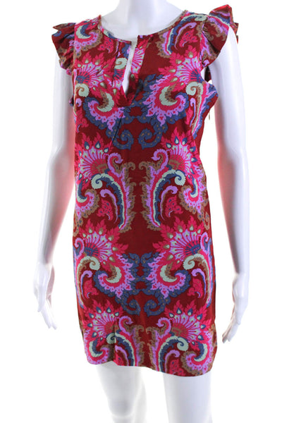 Tibi Women's V-Neck Ruffle Sleeveless Cutout A-Line Mini Floral Dress Size 2