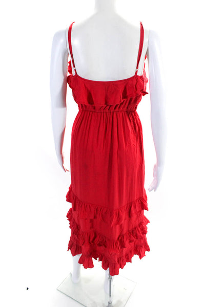 Melissa Odabash Womens Red Ruffle Scoop Neck Sleeveless Tiered Dress Size XS