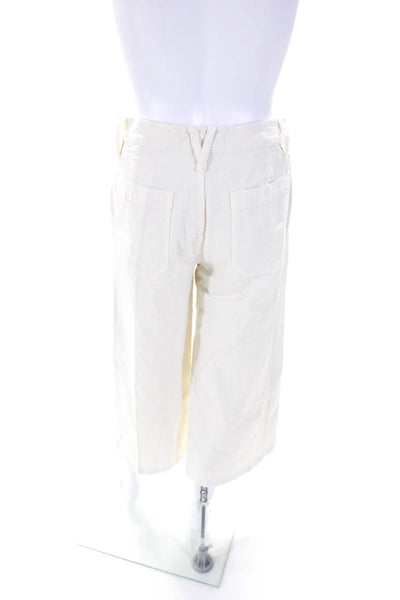 Point Sur Womens Cotton Buttoned Zipped Wide Leg Pants Beige Size EUR27