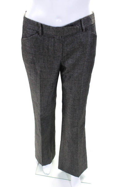 Elie Tahari Womens Zipper Fly Mid Rise Pleated Flare Leg Pants Gray Wool Size 2