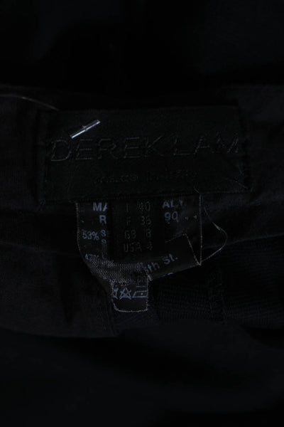 Derek Lam Womens Zipper Fly Pleated Flare Leg Pants Black Silk Size 4