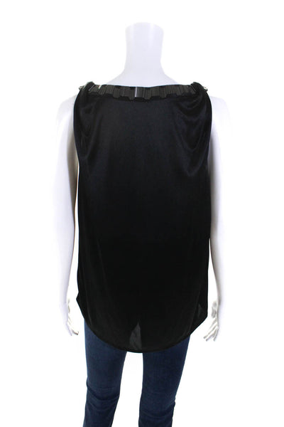 Robbi & Nikki Womens Sleeveless Embellished Trim Knit Top Black Size Small