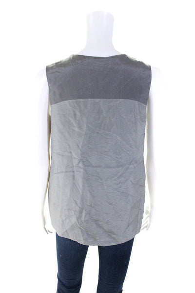 Vince Womens Sleeveless Scoop Neck Triple Crystal Silk Top Gray Size Extra Small