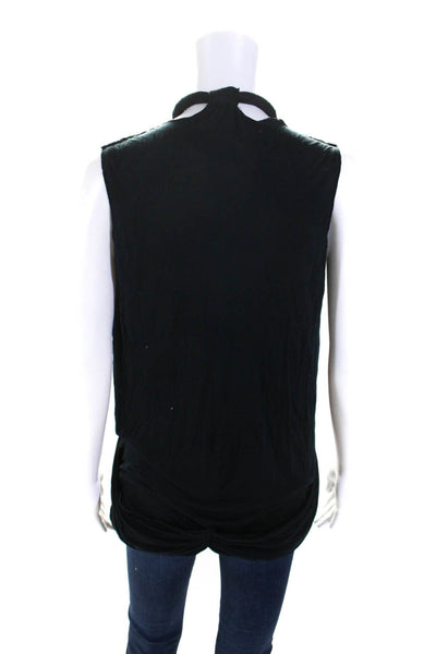 Yigal Azrouel Womens Sleeveless Twist Scoop Neck Draped Top Black Size 1