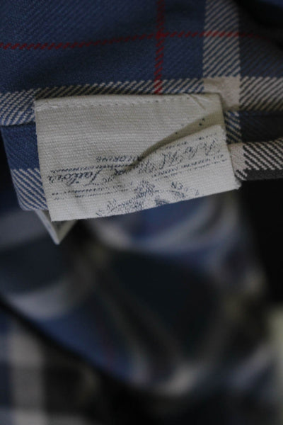 Polo Ralph Lauren Mens Linen Plaid Collared Button Up Shirt Blue Size XL