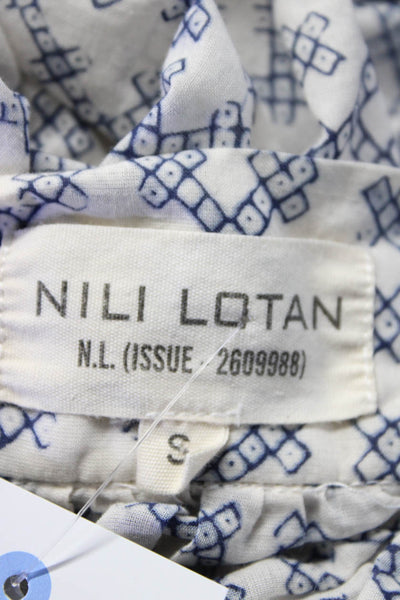 Nili Lotan Womens Geometric Print Voile Mini Circle Skater Skirt White Small