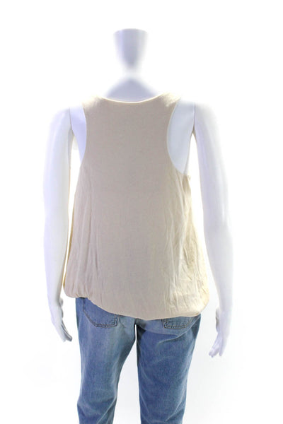 J Crew Womens Cotton Scoop Neck Silk Lined Sequin Embellished Tank Beige Size XS