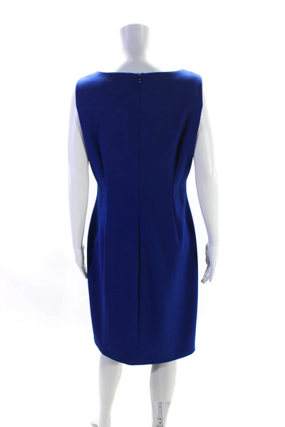 Calvin Klein Womens Sleeveless Round Neck Pleated Sheath Dress Cobalt Size 12