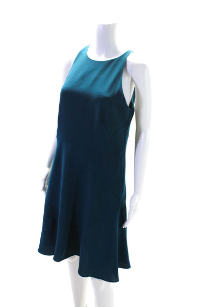 Shoshanna Womens Halter Neck Sleeveless A Line Dress Blue Size 10