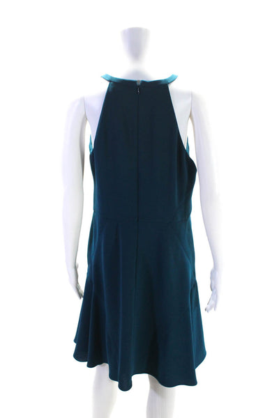 Shoshanna Womens Halter Neck Sleeveless A Line Dress Blue Size 10