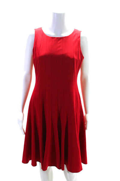 Calvin Klein Womens Sleeveless Round Neck Fit Flare A Line Dress Red Size 8P