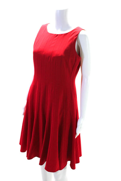 Calvin Klein Womens Sleeveless Round Neck Fit Flare A Line Dress Red Size 8P