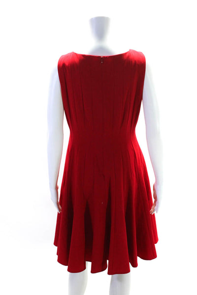 Calvin Klein Womens Sleeveless Round Neck Fit Flare A Line Dress Red Size 8P