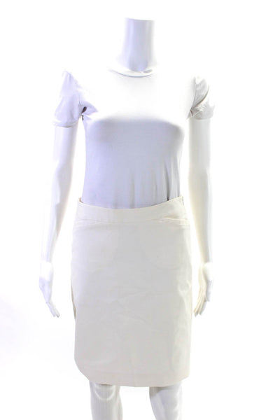 Theory Womens Lined Back Slit Knee Length Pencil Skirt White Size 4