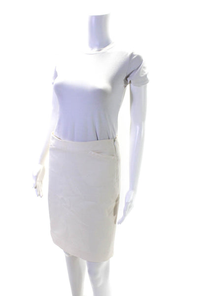 Theory Womens Lined Back Slit Knee Length Pencil Skirt White Size 4