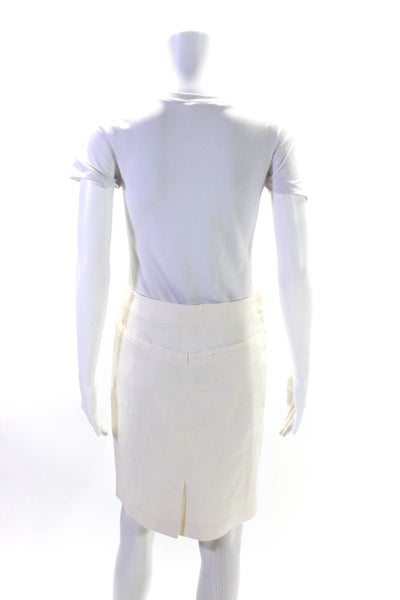 Theory Womens Lined Back Slit Knee Length Pencil Skirt White Size 4