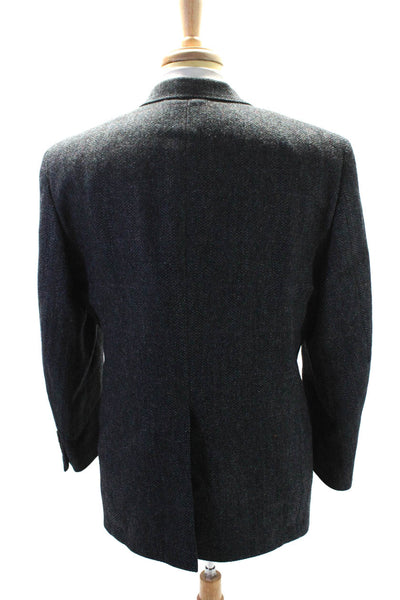 Hart Schaffner Marx Mens Knit Notched Lapel 3 Button Blazer Wool Gray Medium