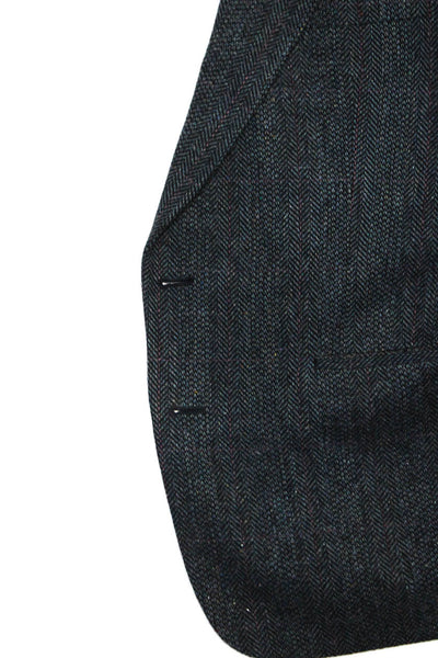 Hart Schaffner Marx Mens Knit Notched Lapel 3 Button Blazer Wool Gray Medium