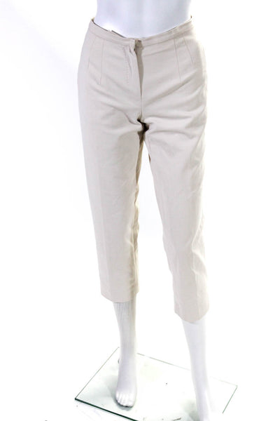 Les Copains Womens Cotton Darted Hook & Eye Tapered Dress Pants Beige Size EUR42