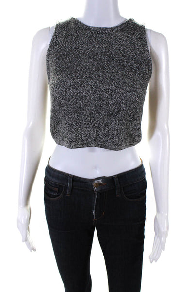 Alice + Olivia Womens Wool Knit Sleeveless Cropped Tank Top Heather Gray Size S