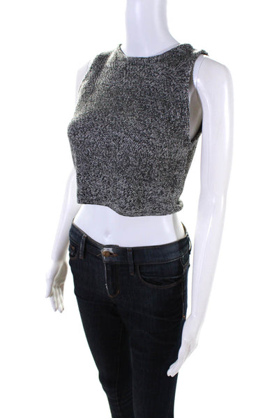 Alice + Olivia Womens Wool Knit Sleeveless Cropped Tank Top Heather Gray Size S