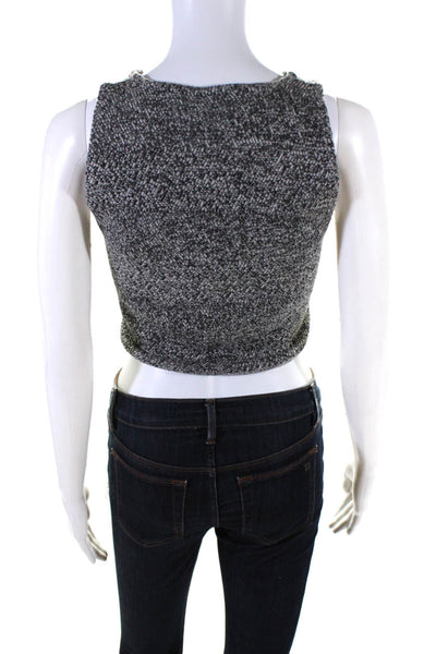 Alice + Olivia Womens Wool Knit Sleeveless Cropped Tank Top Heather Gray Size S