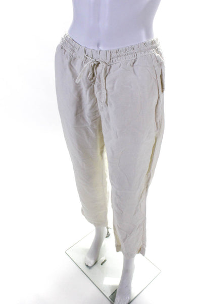 NSF Womens Woven Elastic Waist Drawstring High Rise Casual Pants White Size M