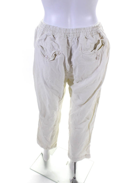 NSF Womens Woven Elastic Waist Drawstring High Rise Casual Pants White Size M