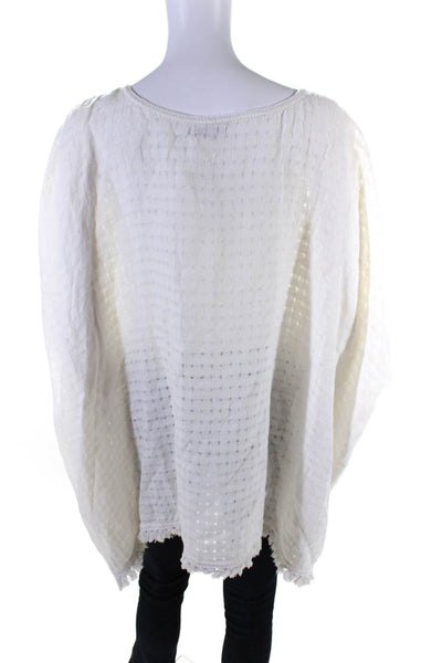 Calypso Saint Barth Womens Cotton Crew Neck Fringe Hem Tunic Top White Size S